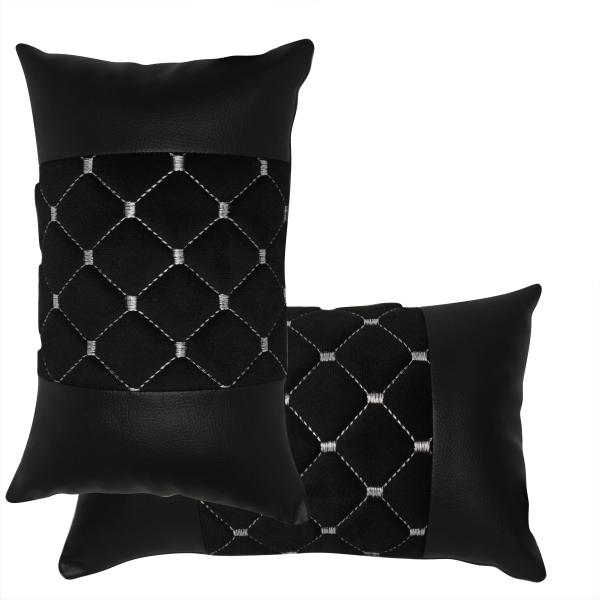 2 Stück Auto Nackenkissen Nackenpolster Leder und gesticktes Polster Design FARBAUSWAHL